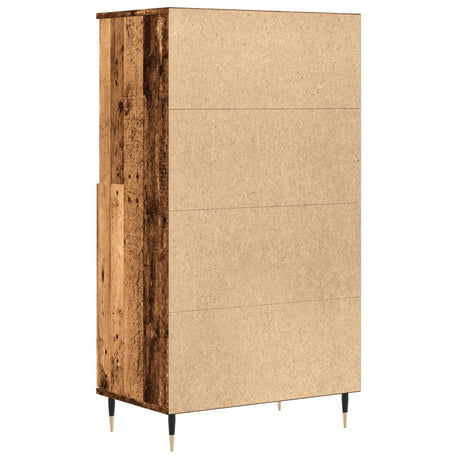 Hoge kast 60x36x110 cm bewerkt hout oud houtkleurig - AllerleiShop