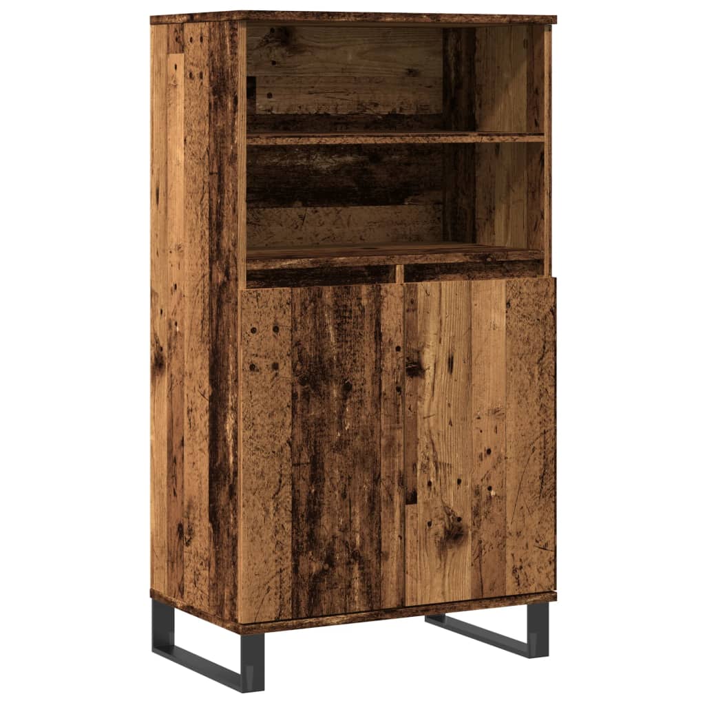 Hoge kast 60x36x110 cm bewerkt hout oud houtkleurig - AllerleiShop