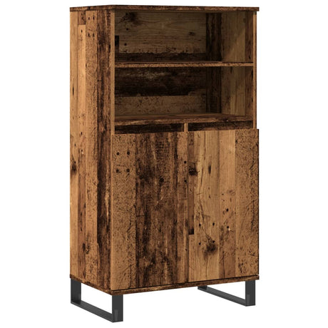 Hoge kast 60x36x110 cm bewerkt hout oud houtkleurig - AllerleiShop