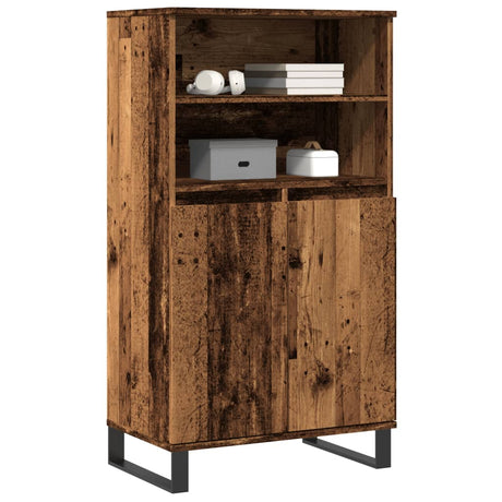 Hoge kast 60x36x110 cm bewerkt hout oud houtkleurig - AllerleiShop