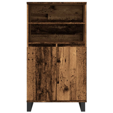 Hoge kast 60x36x110 cm bewerkt hout oud houtkleurig - AllerleiShop