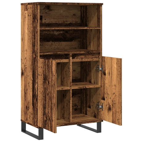 Hoge kast 60x36x110 cm bewerkt hout oud houtkleurig - AllerleiShop