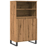 Hoge kast 60x36x110 cm bewerkt hout artisanaal eikenkleur - AllerleiShop