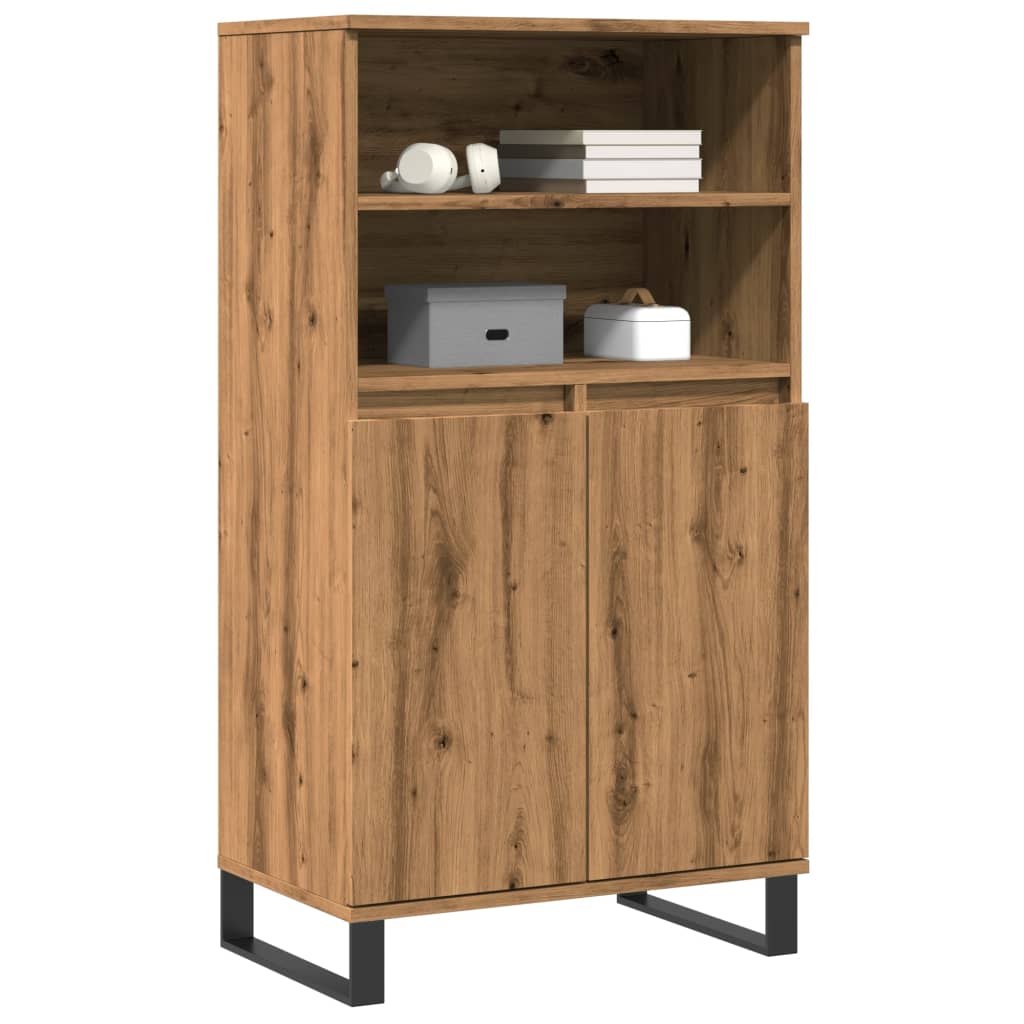 Hoge kast 60x36x110 cm bewerkt hout artisanaal eikenkleur - AllerleiShop