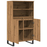 Hoge kast 60x36x110 cm bewerkt hout artisanaal eikenkleur - AllerleiShop