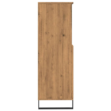 Hoge kast 60x36x110 cm bewerkt hout artisanaal eikenkleur - AllerleiShop