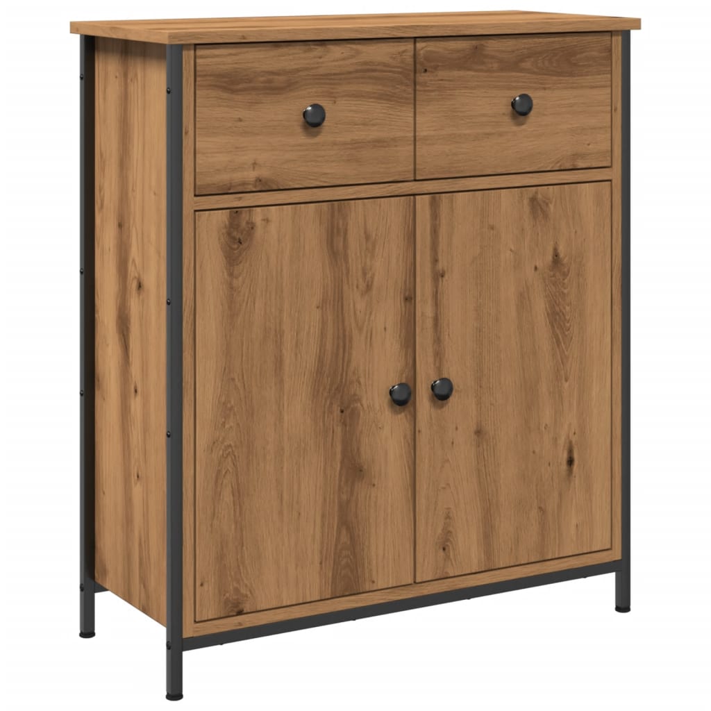 Dressoir 70x30x80 cm bewerkt hout artisanaal eikenkleur - AllerleiShop