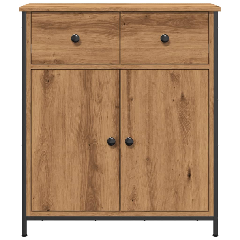 Dressoir 70x30x80 cm bewerkt hout artisanaal eikenkleur - AllerleiShop