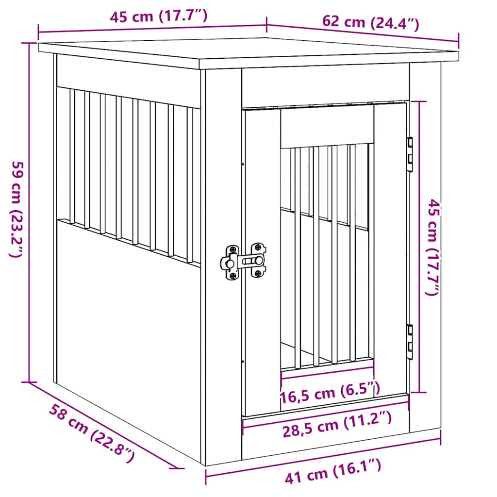 Hondenhok 45x62x59 cm bewerkt hout betongrijs - AllerleiShop