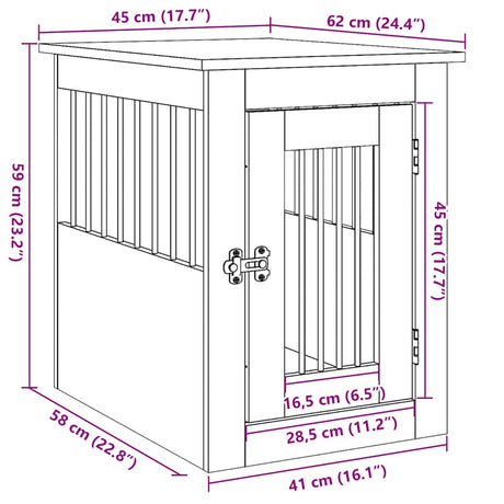 Hondenhok 45x62x59 cm bewerkt hout betongrijs - AllerleiShop