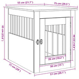 Hondenbench 55x75x65 cm bewerkt hout betongrijs - AllerleiShop