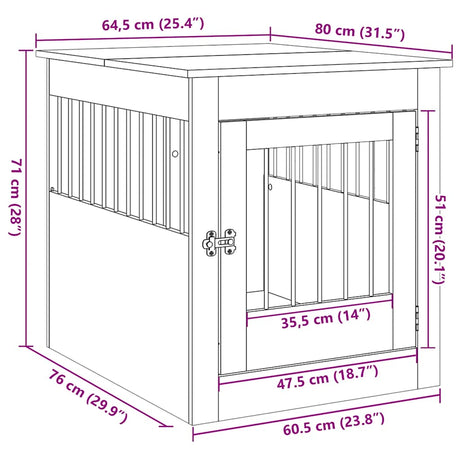 Hondenbench 64,5x80x71 cm bewerkt hout oud houtkleurig - AllerleiShop