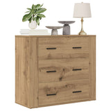 Dressoir 80x33x70 cm bewerkt hout artisanaal eikenkleurig - AllerleiShop