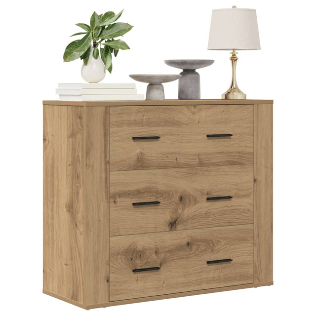 Dressoir 80x33x70 cm bewerkt hout artisanaal eikenkleurig - AllerleiShop