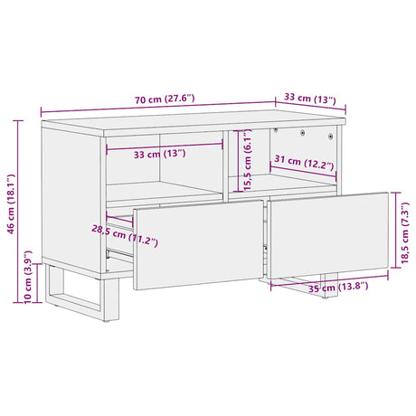 Tv-meubel 70x33x46 cm massief mangohout zwart - AllerleiShop