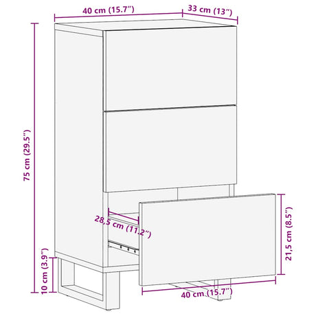 Dressoir 40x33x75 cm massief mangohout zwart - AllerleiShop