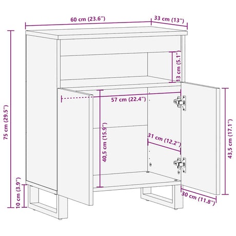 Dressoir 60x33x75 cm massief mangohout zwart - AllerleiShop