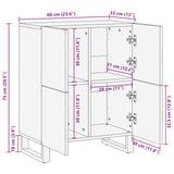 Dressoir 60x33x75 cm massief mangohout zwart - AllerleiShop