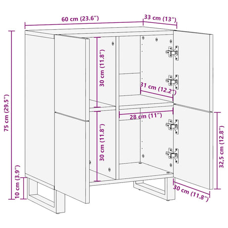 Dressoir 60x33x75 cm massief mangohout zwart - AllerleiShop