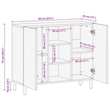 Dressoir 90x33x75 cm massief mangohout bruin