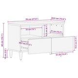 Tv-meubel 70x33,5x46 cm massief mangohout lichtgrijs