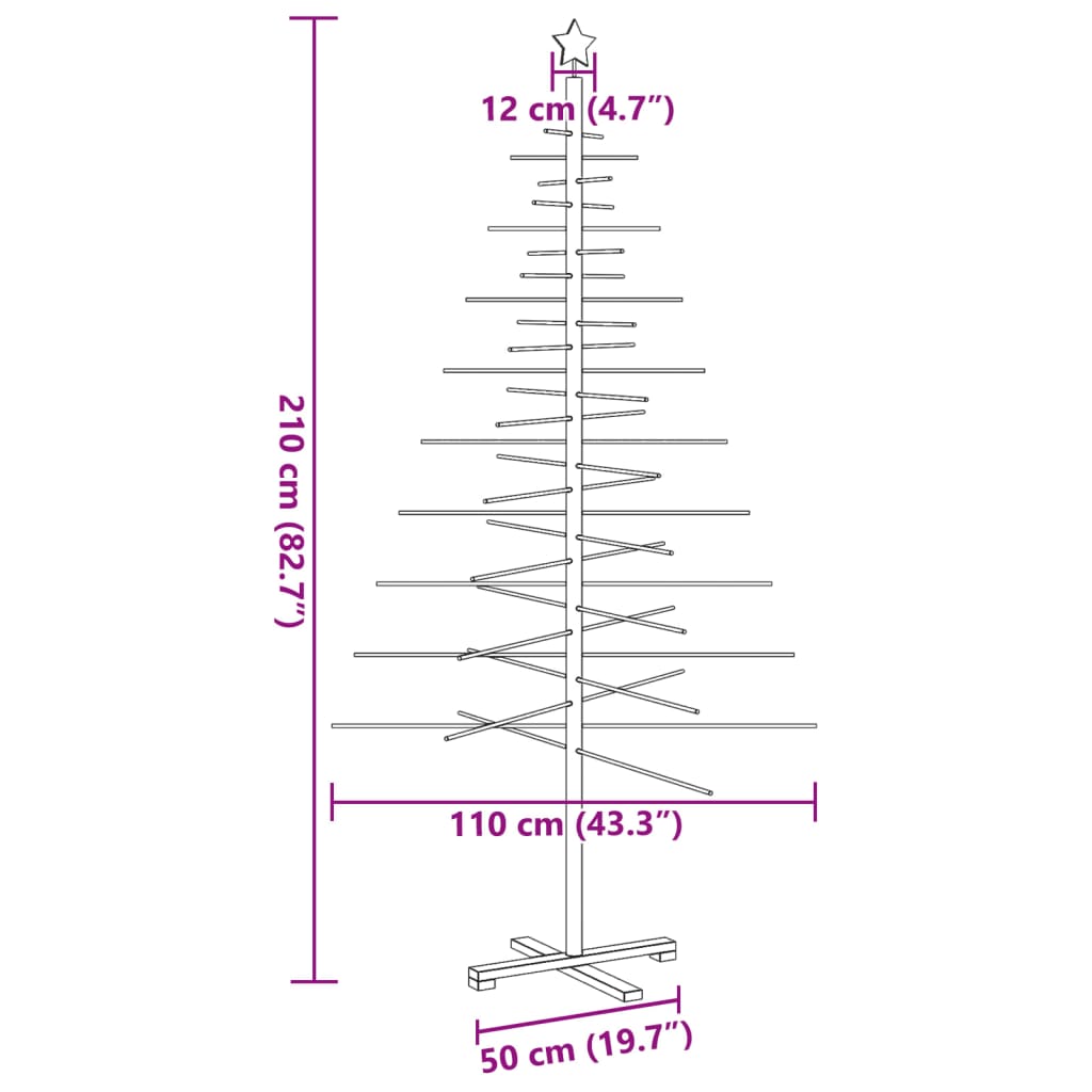 Kerstdecoratie kerstboom 210 cm massief grenenhout - AllerleiShop