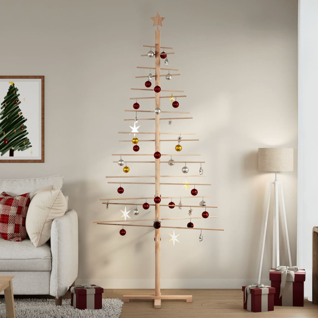 Kerstdecoratie kerstboom 210 cm massief grenenhout - AllerleiShop