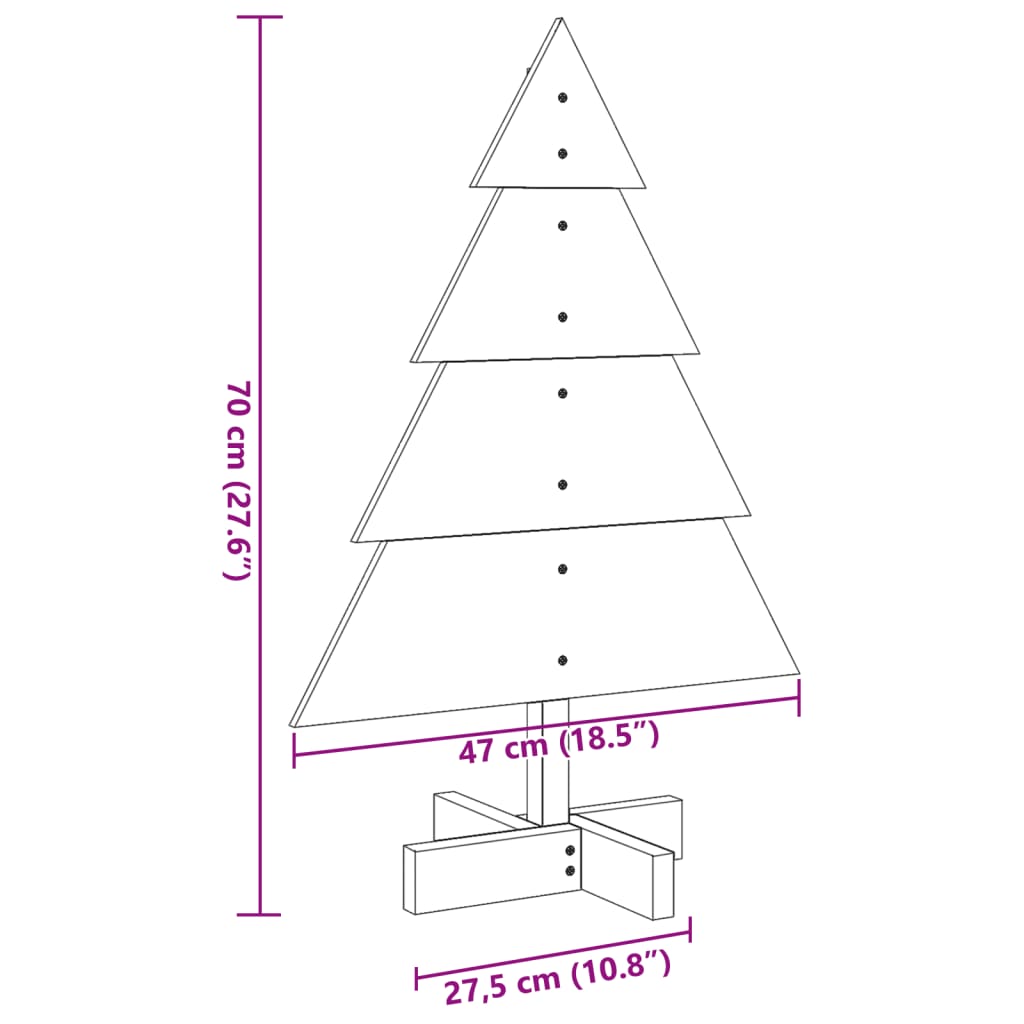 Kerstdecoratie kerstboom 70 cm massief hout - AllerleiShop