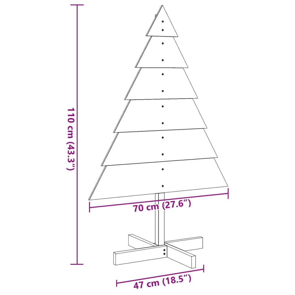 Kerstdecoratie kerstboom 110 cm massief hout - AllerleiShop