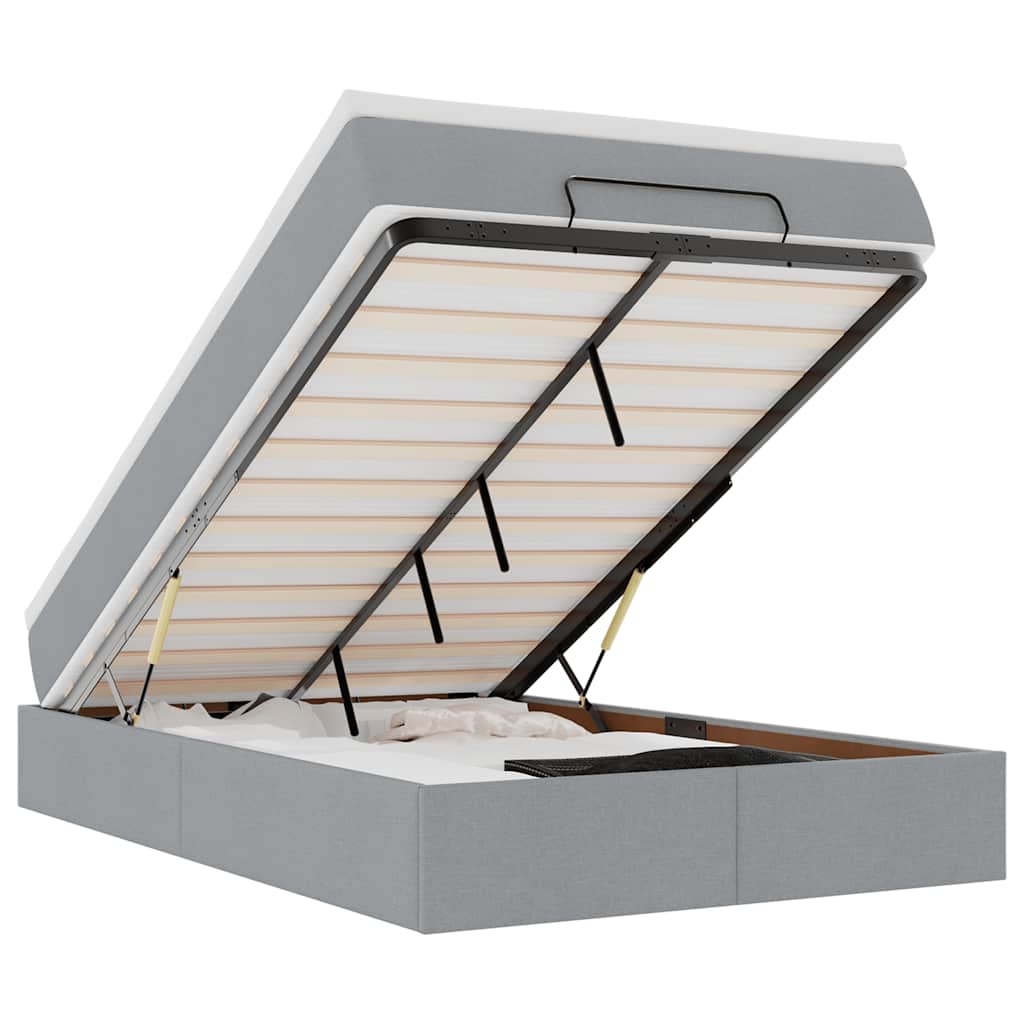 Ottoman bed met matras 120x190 cm stof lichtgrijs