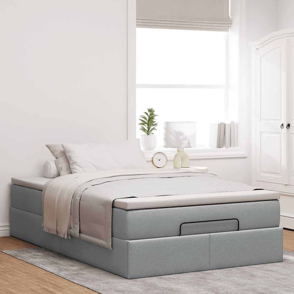 Ottoman bed met matras 120x190 cm stof lichtgrijs