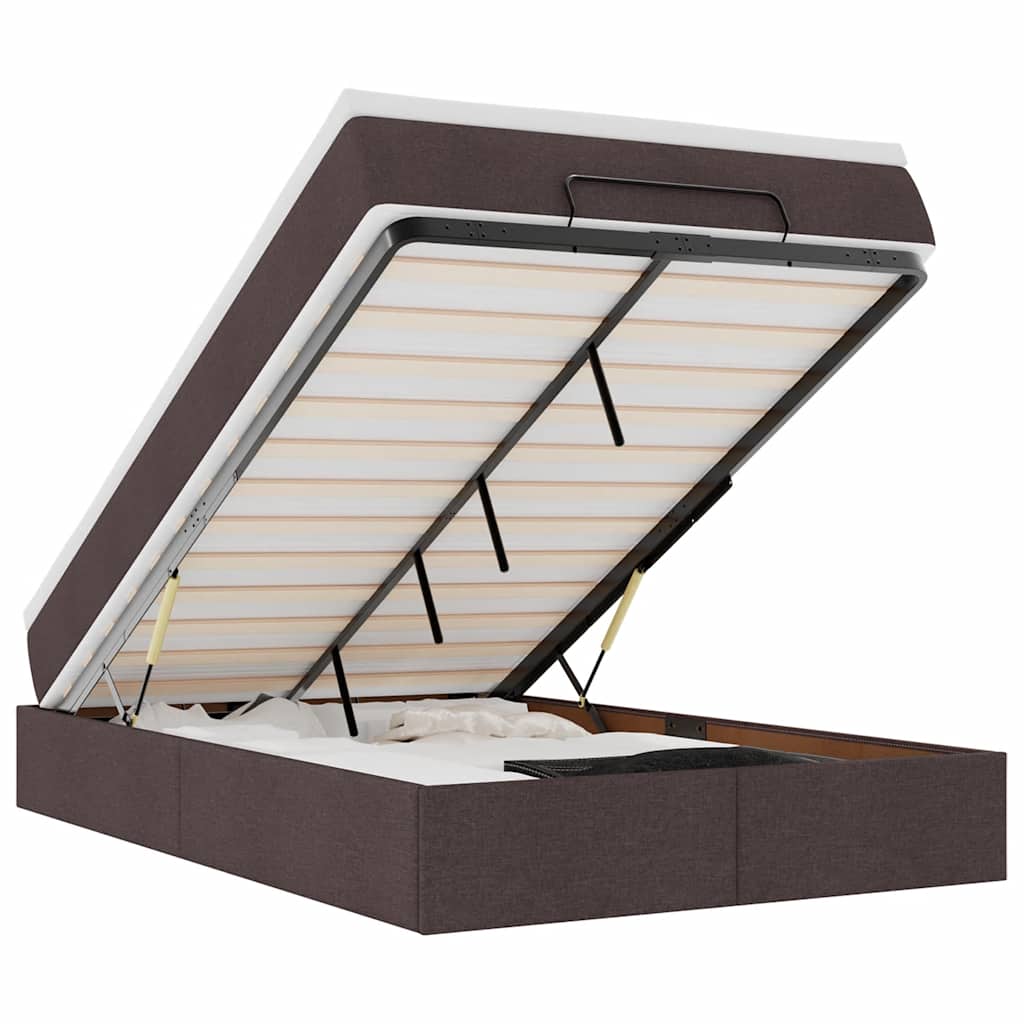 Ottoman bed met matras 120x190 cm stof donkerbruin