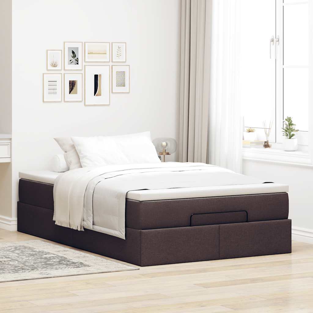 Ottoman bed met matras 120x190 cm stof donkerbruin