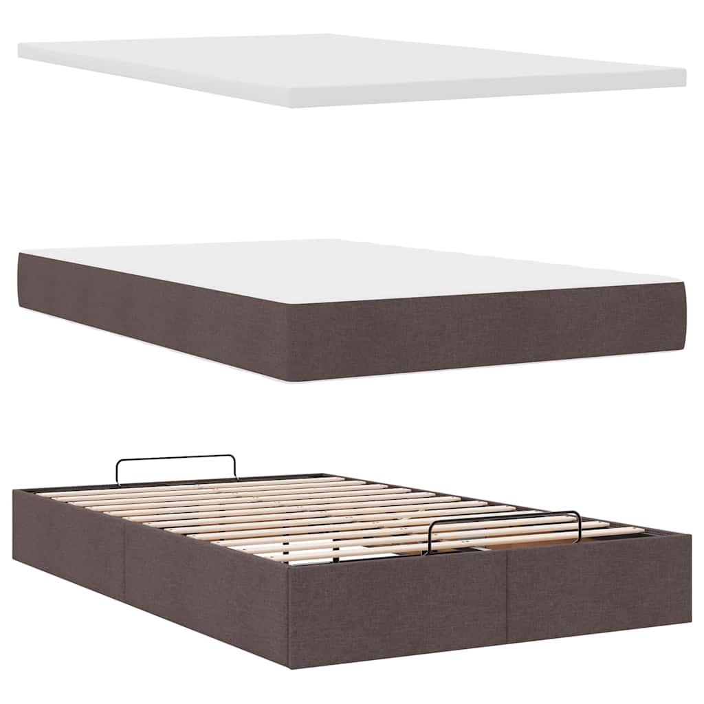 Ottoman bed met matras 120x190 cm stof donkerbruin