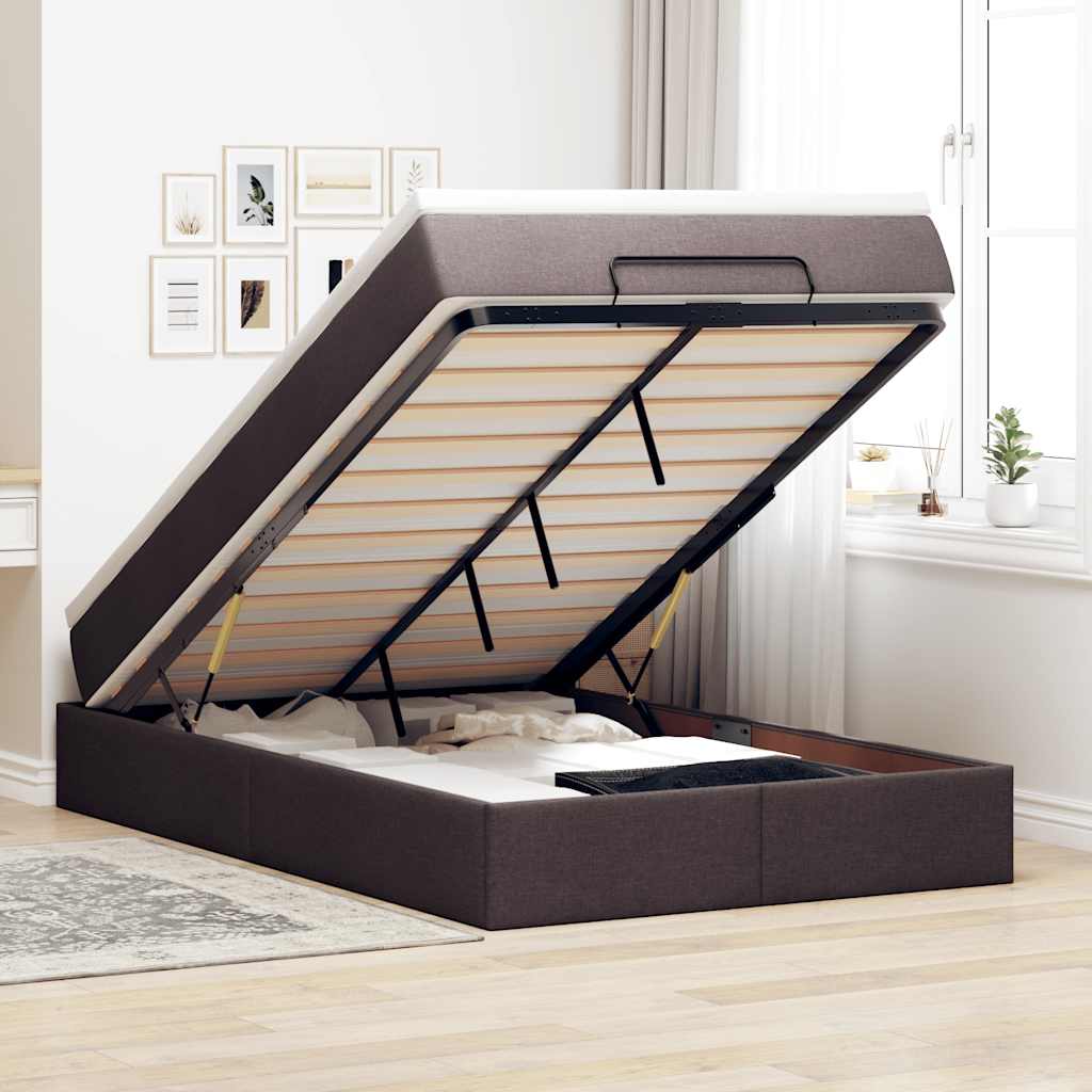 Ottoman bed met matras 120x190 cm stof donkerbruin