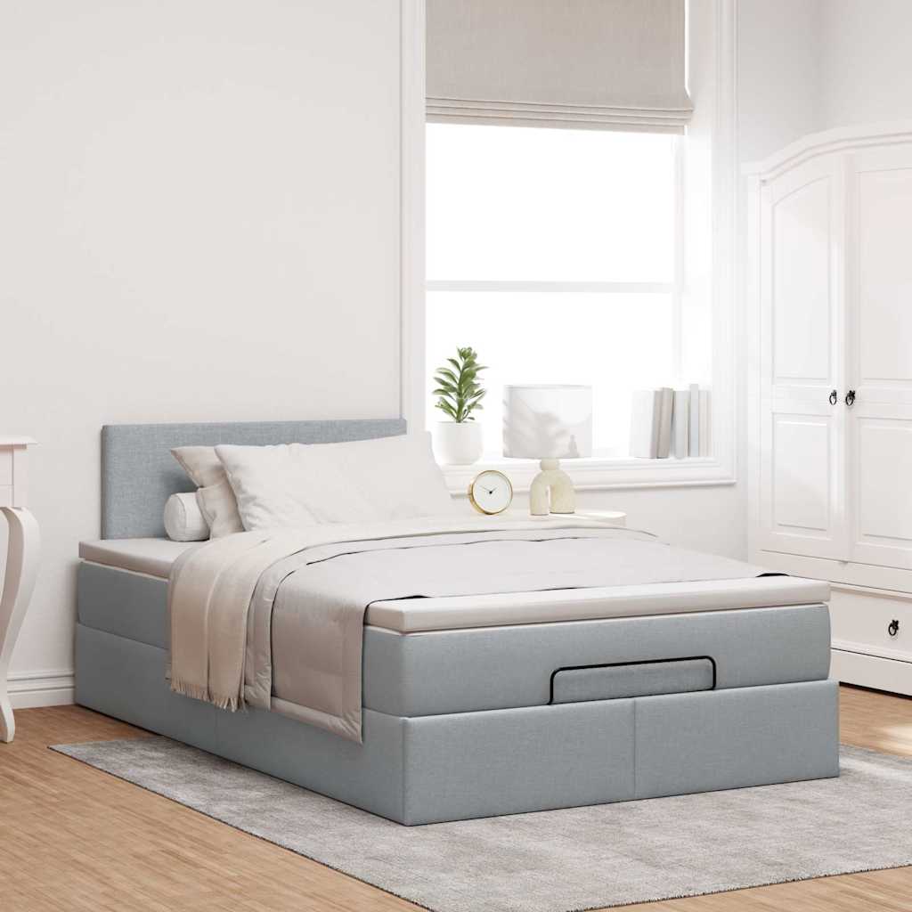 Bed met matras 120x190 cm stof lichtgrijs