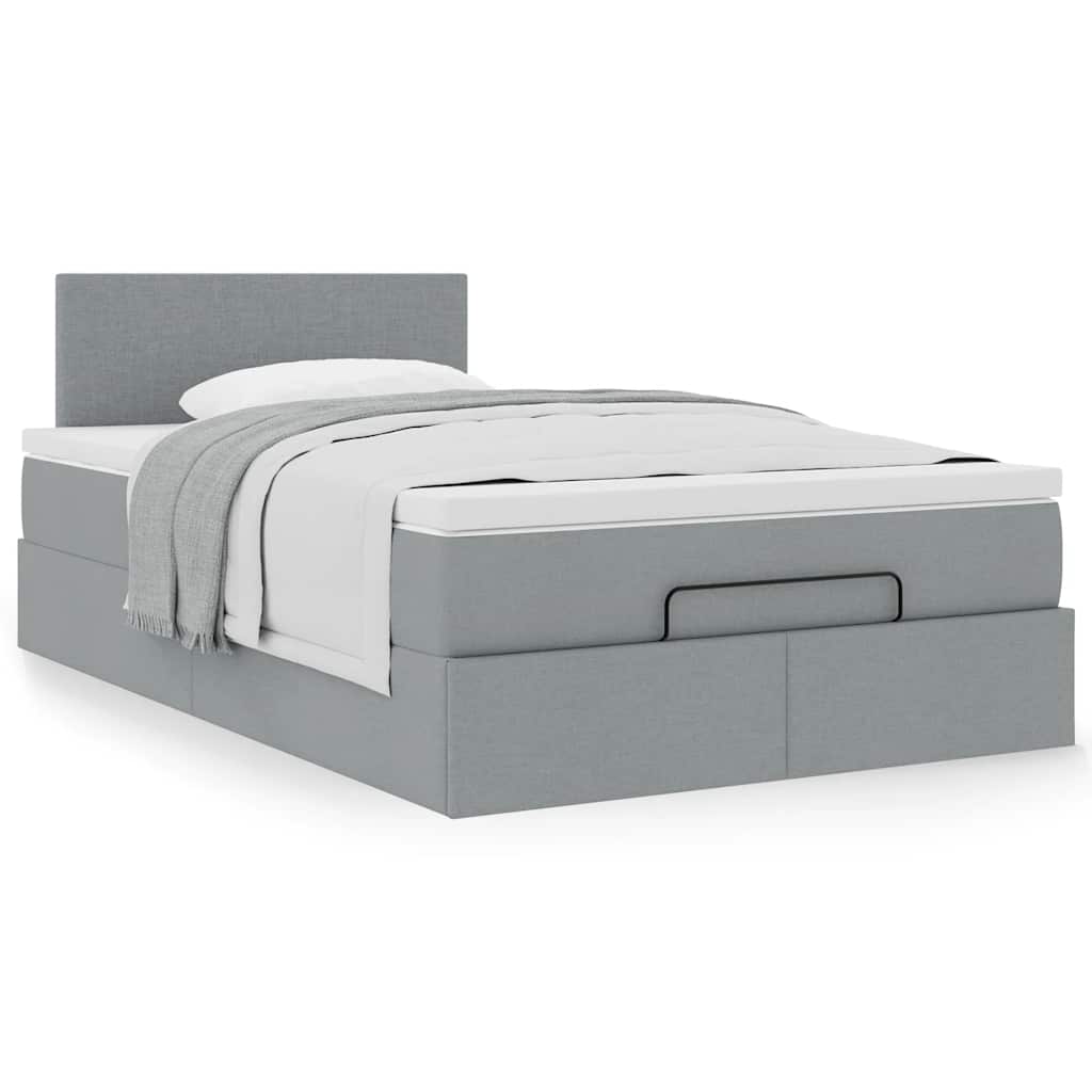 Bed met matras 120x190 cm stof lichtgrijs