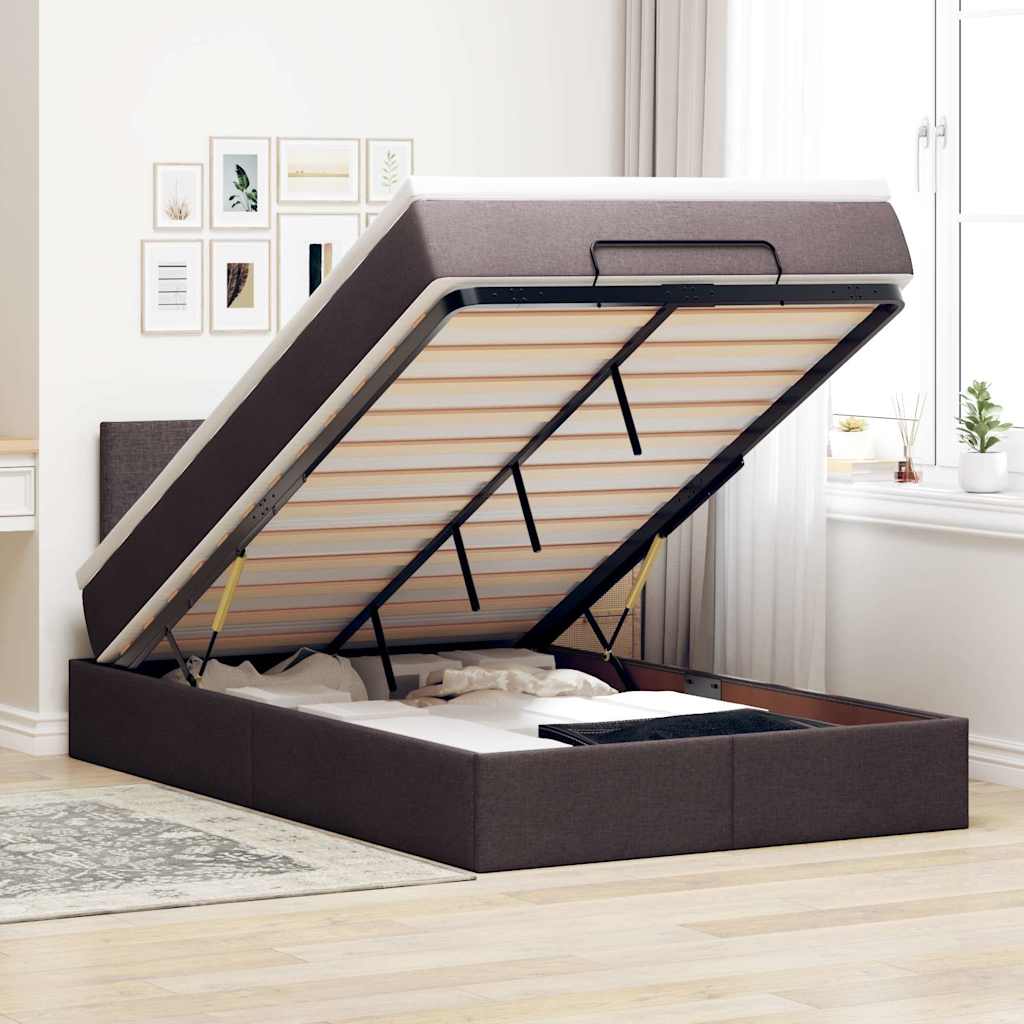 Ottoman bed met matras 120x190 cm stof donkerbruin