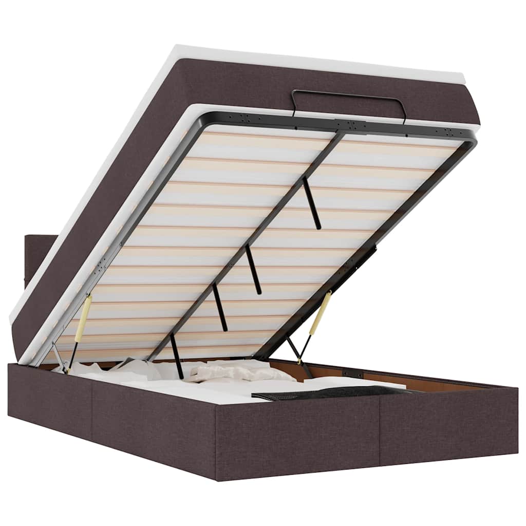 Ottoman bed met matras 120x190 cm stof donkerbruin