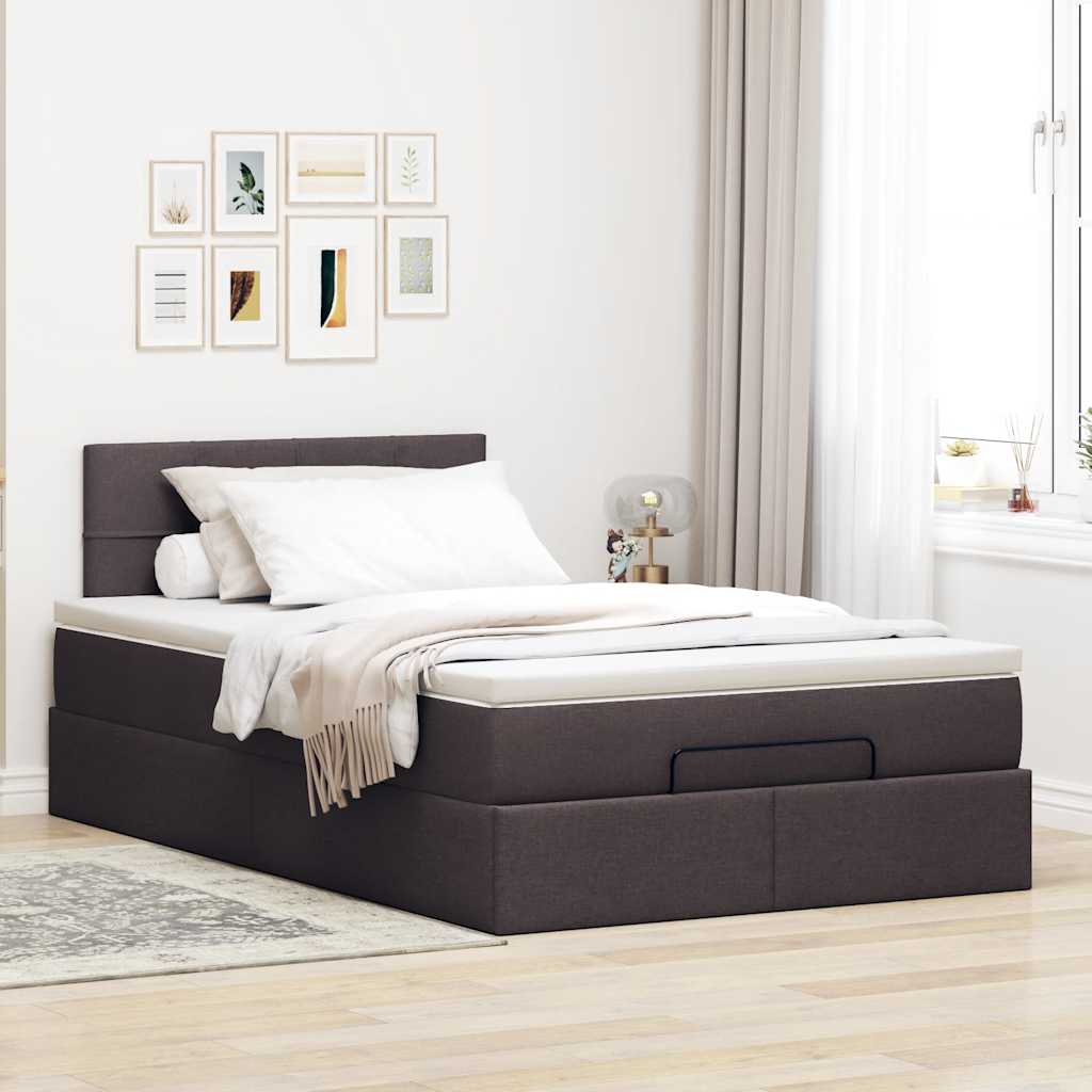 Ottoman bed met matras 120x190 cm stof donkerbruin