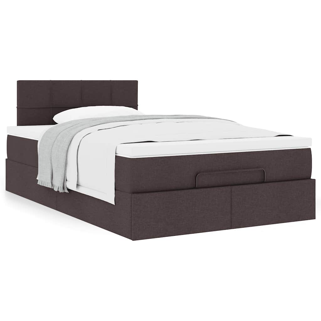 Ottoman bed met matras 120x190 cm stof donkerbruin