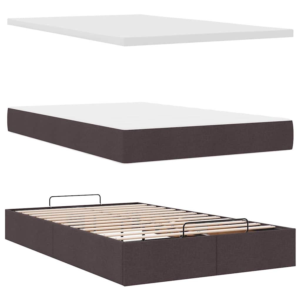 Ottoman bed met matras 120x190 cm stof donkerbruin