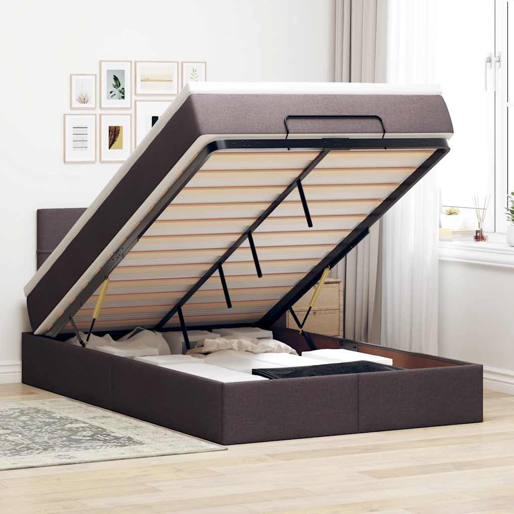 Ottoman bed met matras 120x190 cm stof donkerbruin