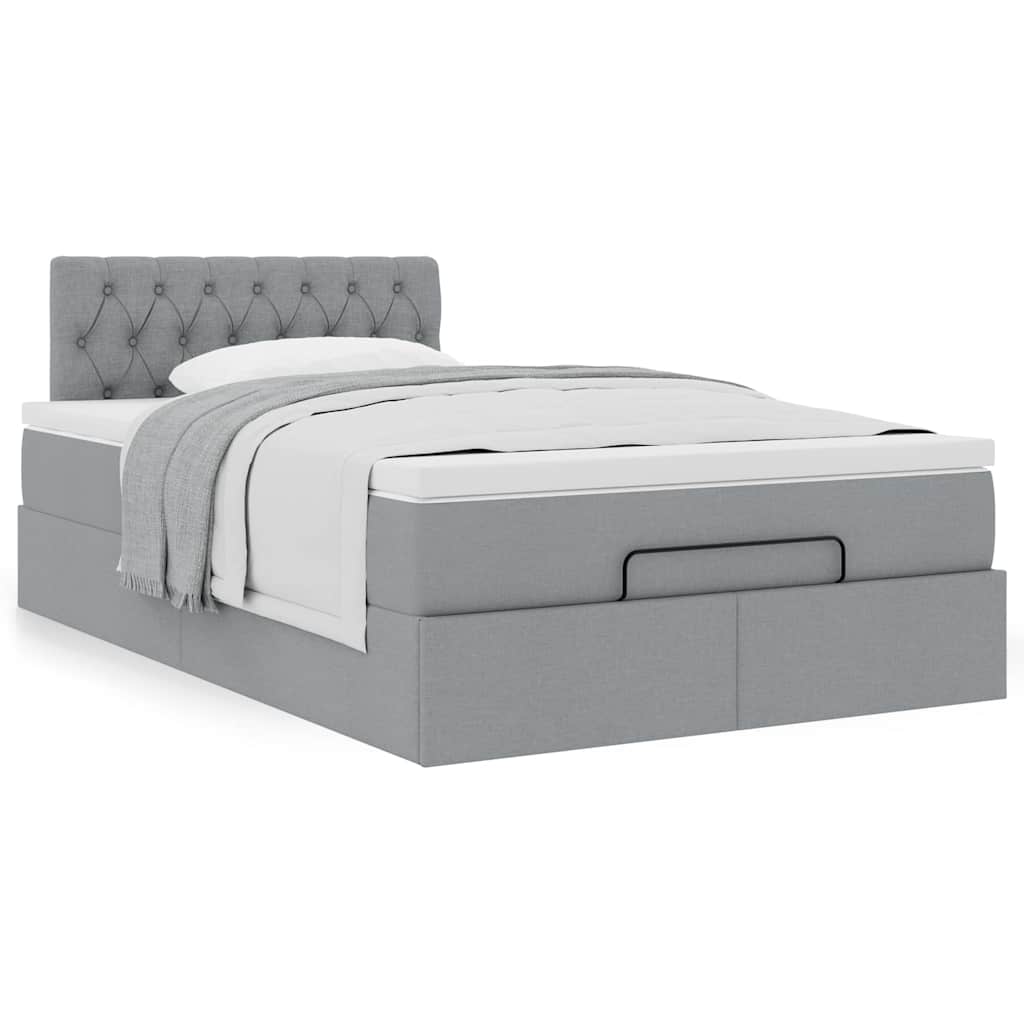 Bed met matras 120x190 cm stof lichtgrijs