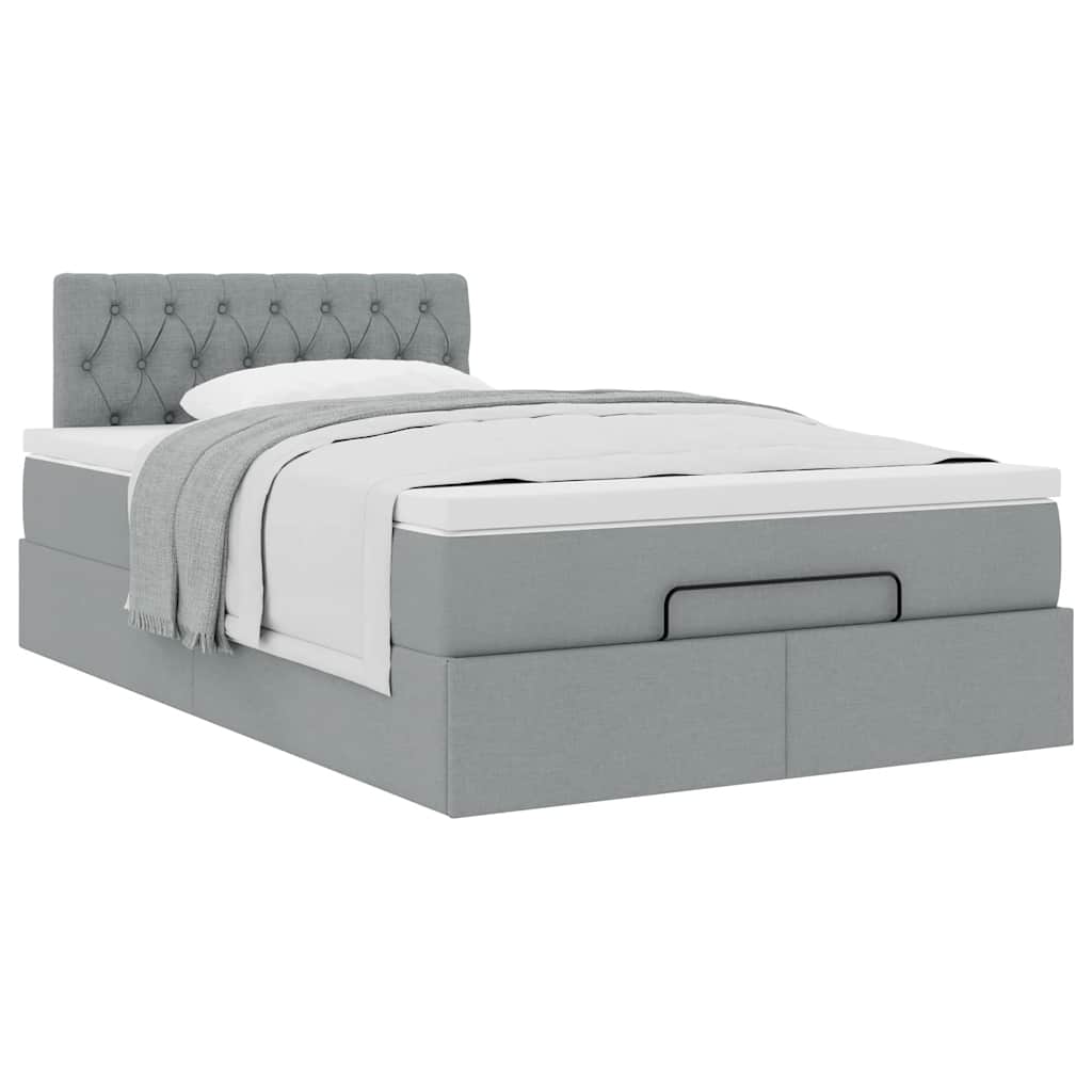 Bed met matras 120x190 cm stof lichtgrijs