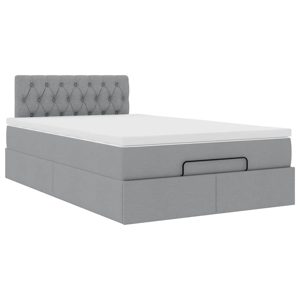 Bed met matras 120x190 cm stof lichtgrijs