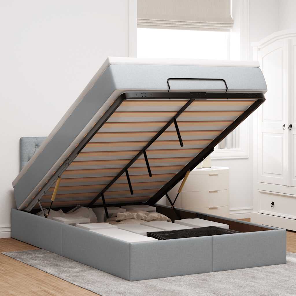 Bed met matras 120x190 cm stof lichtgrijs
