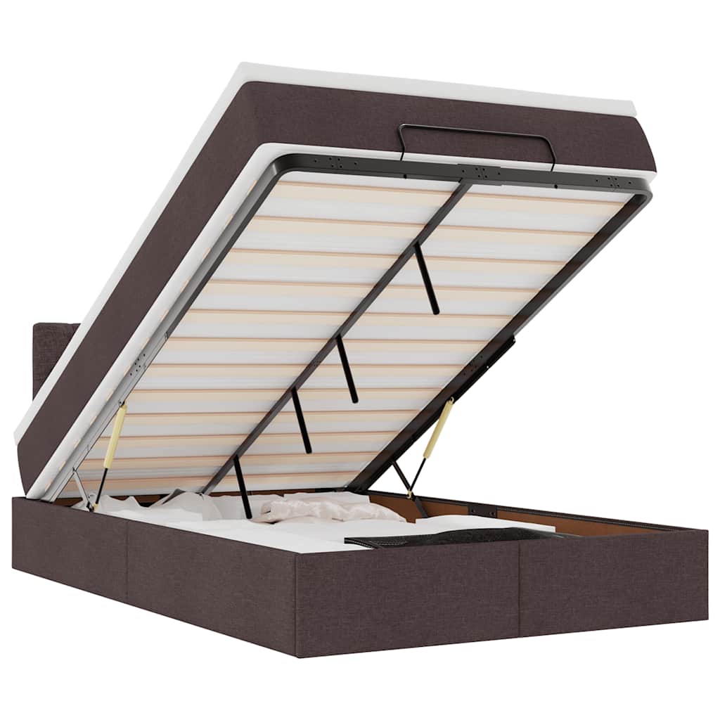 Ottoman bed met matras 120x190 cm stof donkerbruin