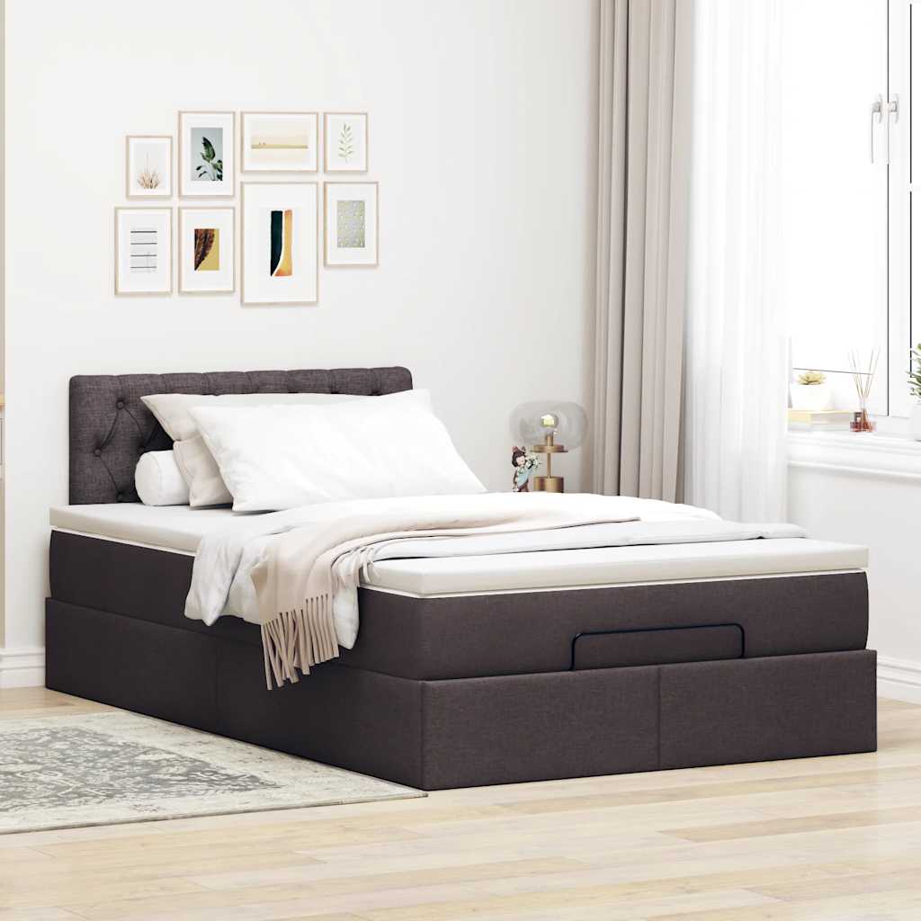 Ottoman bed met matras 120x190 cm stof donkerbruin