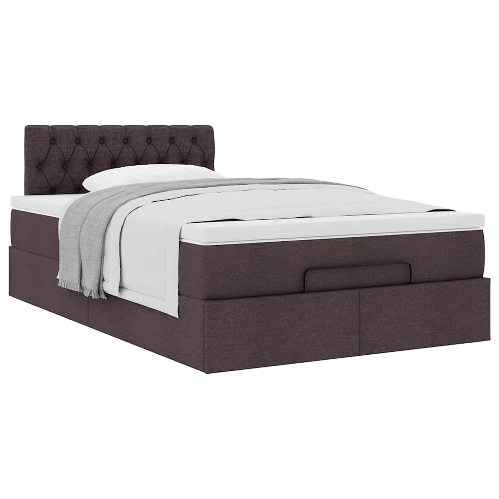 Ottoman bed met matras 120x190 cm stof donkerbruin